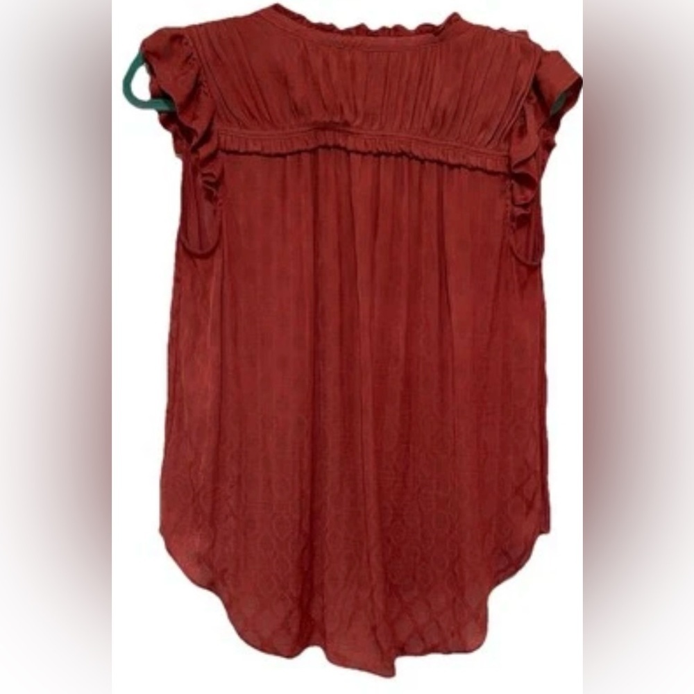 Maeve Anthropologie Women Blouse Rose Tyrie Ruffle Sleeveless V Neck Small - Picture 5 of 14